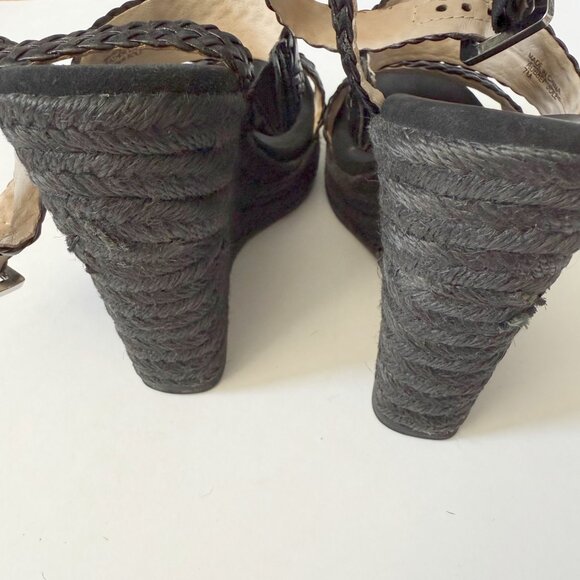 Michael Kors Black Woven Espadrille Wedges Size 7 - Picture 6 of 11